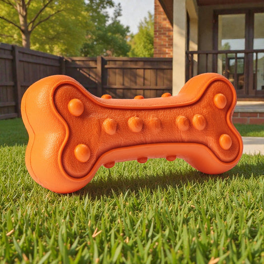 Indestructible Natural Rubber Dog Bone - Dental Care Toy